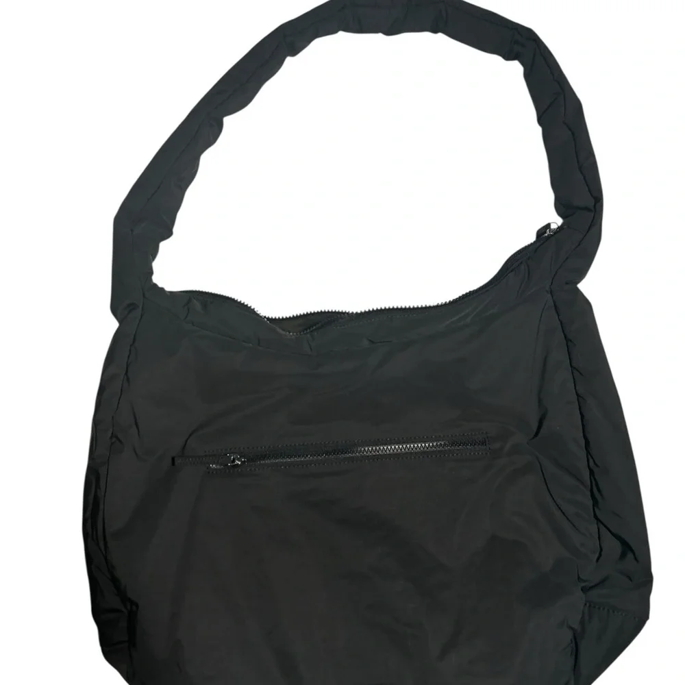 Athleta Black Nylon Hobo Shoulder Bag Lightweight Travel Gym Crossbody NWOT